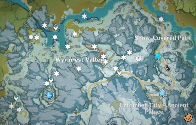 Genshin Impact: Moonlight Seeker Guide Day 3 - Path of Austere Frost, todas las ubicaciones de amuletos y cofres